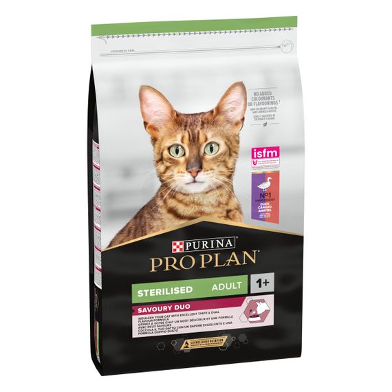 Сухий корм для стерилізованих котів з качкою та печінкою Purina Pro Plan Sterilised Savoury Duo Duck & Liver 1.5 кг | Зображення 1