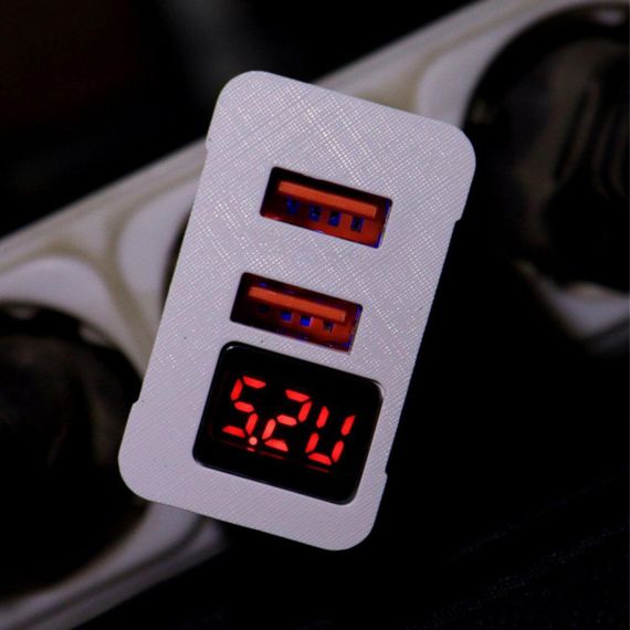 Зарядное устройство адаптер с LED дисплеем, 2 USB, 220В, QC03 5740/ Быстрая зарядка для телефона | Зображення 5