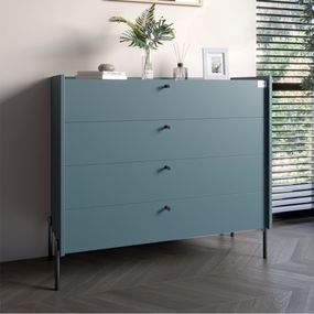 Комод із 4 шухлядами LION Wood із чорними ніжками 100х90х45 см Граніт сірий (LION-042976)