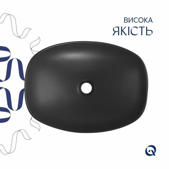 Раковина накладна Qtap Robin 500х380х140 мм, Anthracite, прямокутна, з донним клапаном QT04116302AN | Зображення 3