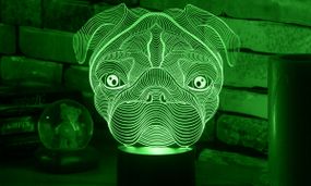 Акриловий світильник-нічник Мопс зелений tty-n001417