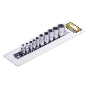 Набір торц головок зовнішній торкс 1/4"-3/8"DR Е4-Е18, 10 предм Alloid