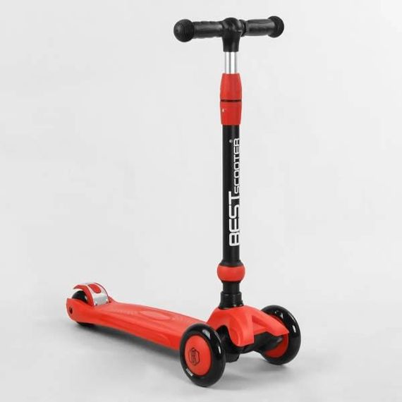 Самокат-велобіг 3в1 триколісний з підсвічуванням + батьківська ручка BS-71899 Best Scooter Червоний