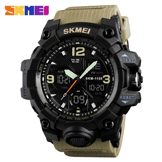 Чоловічий годинник Skmei 1155 Black-Khaki