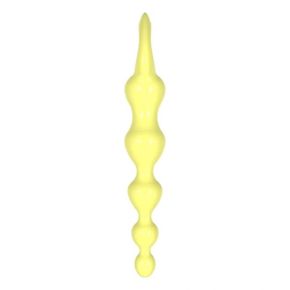 Анальні кульки MELEON Advanced Anal Beads 2, жовтий ланцюжок із TPE з петлею-ручкою Sex Aura | Зображення 8