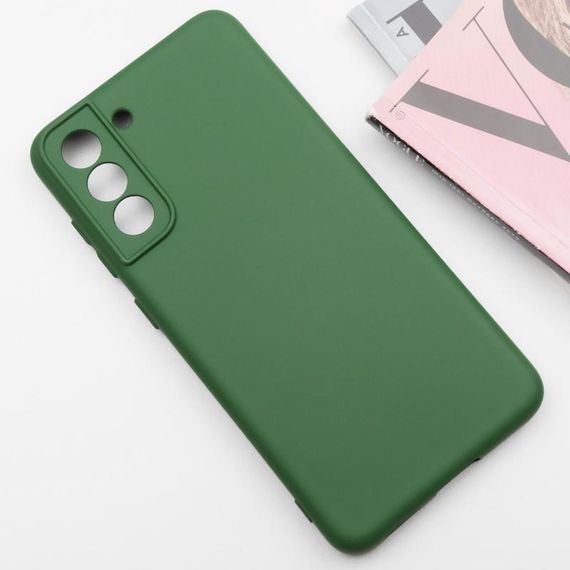 Чехол TPU GETMAN Liquid Silk Full Camera для Samsung Galaxy S21 Зеленый / Dark green | Зображення 1