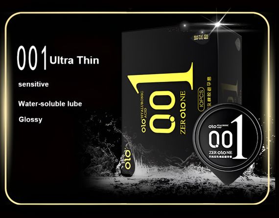 Ароматизовані ультратонкі презервативи з гіалуроновою кислотою OLO - ZERO ONE Black, 10 шт sexstyle