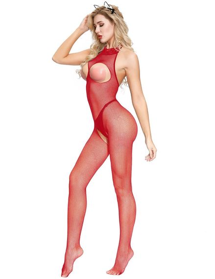 Бодістокінг-сітка Star Night з вирізом для грудей, червоний (без коробки) | Зображення 1