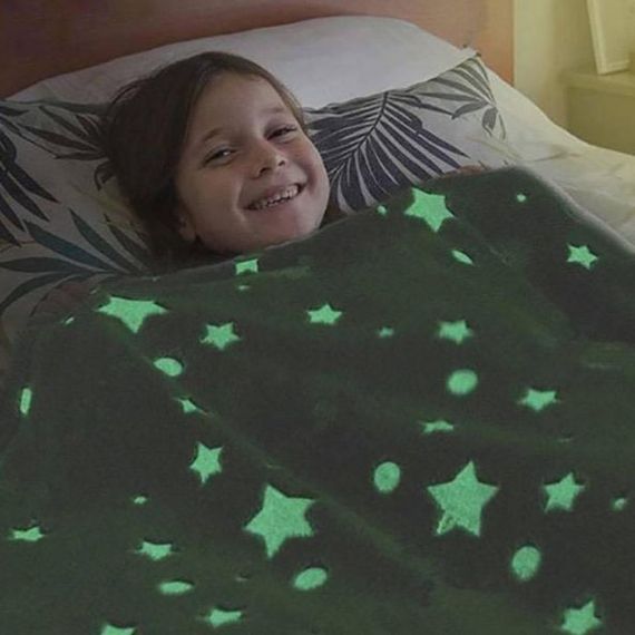 Светящийся в темноте плед плюшевое покрывало Blanket kids Magic Star 150х100 см флисовое одеяло. IR-440 Цвет: серый | Зображення 2