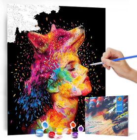 Картина по номерам Bougimal "Женщина и Лисица", набор для рисования акрилом, 40x50 см, без рамки