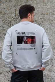 Утеплений оверсайз світшот на флісі з принтом Without Uchiha Gray