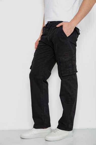Штани чоловічі з кишенями, колір чорний, 244R2072 | Зображення 2