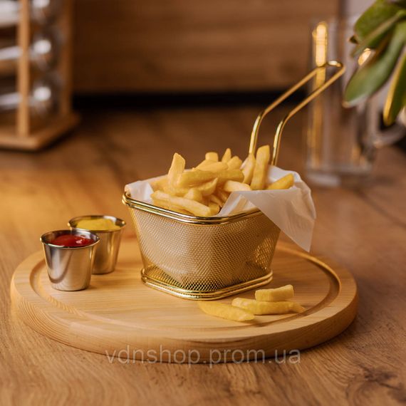 Корзина сервировочная для картофеля фри и снеков 13×11×7 см Золотая HP-19-4-L-G | Зображення 3