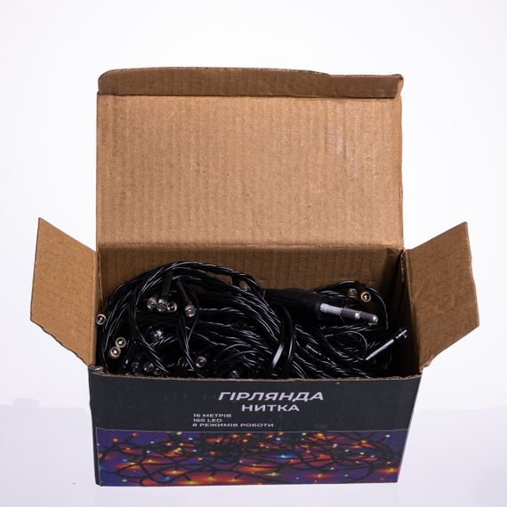 Новорічна гірлянда кімнатна нитка 14 м 160 LED чорний провід Жовтий W160LED16MBY | Зображення 7