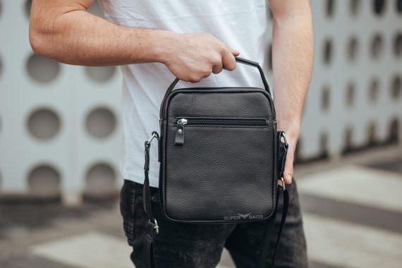 Чоловіча сумка через плече із натуральної шкіри Tiding Bag 1079714 чорна | Зображення 8