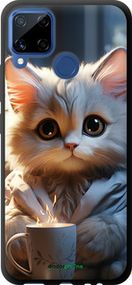 Чохол на Realme C15 Білий кіт "5646b-2063-2448"