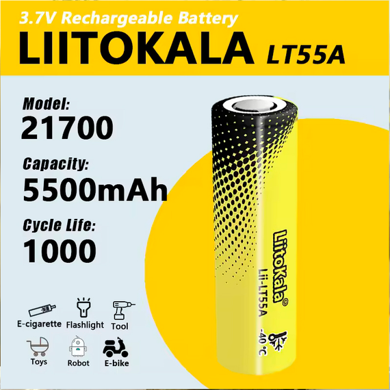 Аккумулятор 21700, LiitoKala LT55 5500 мАч | Зображення 1