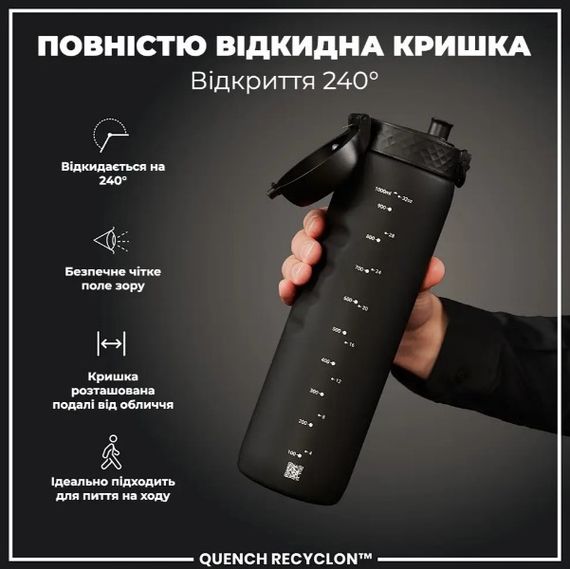 Пляшка для води ION8 1000 мл (ЕКО пляшка) BPA Free Black (I8RF1000BLK) | Зображення 4