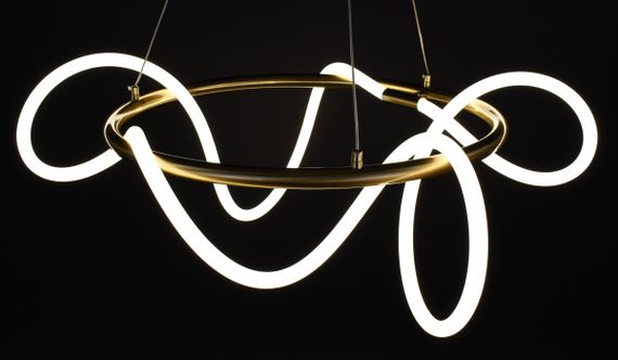 Люстра світлодіодна підвісна LED світильник для квартири на стелю лед 27728 Латунь 50-150х80х80 см. | Зображення 6