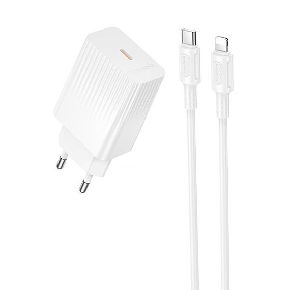 СЗУ Borofone BAS73A Source PD20W (1USB-C) + кабель Type-C to Lightning White