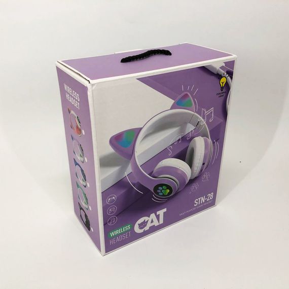 Детские беспроводные наушники с ушками CAT STN-28 фиолетовые, Наушники с ушками котика, с CI-100 кошачьими ушками | Зображення 4