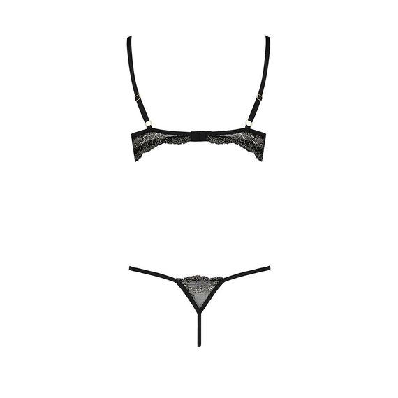 Комплект білизни Passion Exclusive VALERY SET OpenBra L/XL, black, стрепи, трусики, відкритий ліф | Зображення 5