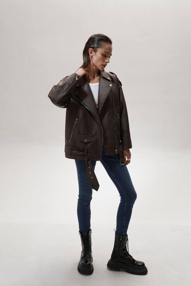 Косуха Oversize жіноча коричнева S-M | Зображення 3