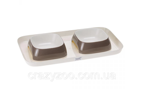 Миски на підставці для собак та котів Ferplast Glam Tray Small сірі 40x23x5.5 см 2x400 мл 71908521