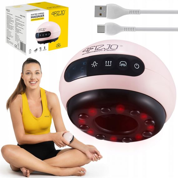 Масажна вакуумна банка 4FIZJO акумуляторна з ІЧ прогріванням 4FJ0518 Pink (P-5907739318701)