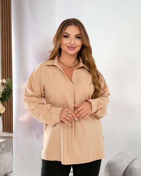 Блуза женская рубашка Sofia софт, Мод. 300 Бежевый, 52 | Зображення 2