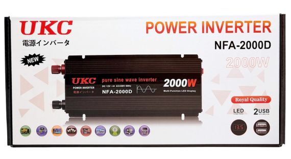 Інвертор потужний 2000 W чиста правильна синусоїда для котла перетворювач напруги UKC NFA-2000D | Зображення 5