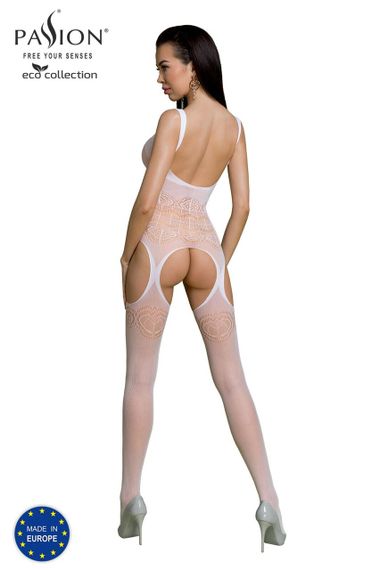 Бодістокінг Passion ECO BS005 white, щільний, відкритий доступ, імітація підв’язок sexstyle | Зображення 2