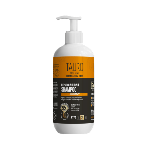 Шампунь, що відновлює для шкіри та вовни собак та кішок TAURO PRO LINE Ultra Natural Care Repair and Nourish 400 мл