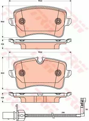 Колодки гальмівні дискові AUDI A6 2.0-3.0 2011-, A8 2.0-6.3 09- задн.  TRW (GDB1902)