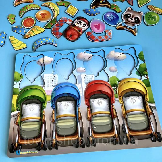 Деревянная настольная игра "Звери в колясках" Ubumblebees (ПСД176) PSD176 сортер-вкладыш | Зображення 4
