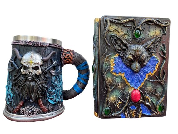 Подарунковий набір Кухоль 3D Скандинавський Воїн і Блокнот 3D «Лісовий Грімуар Лиси»