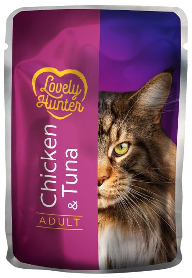 Корм Lovely Hunter Adult with Chicken and Tuna влажный с курицей и тунцом для взрослых котов 85 гр