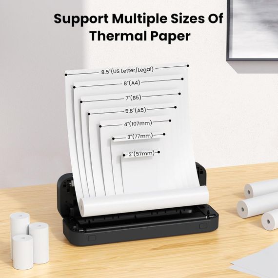 Портативный термопринтер Bluetooth A4 бесчернильный принтер для термобумаги для смартфона ноутбука Android iOS | Зображення 4
