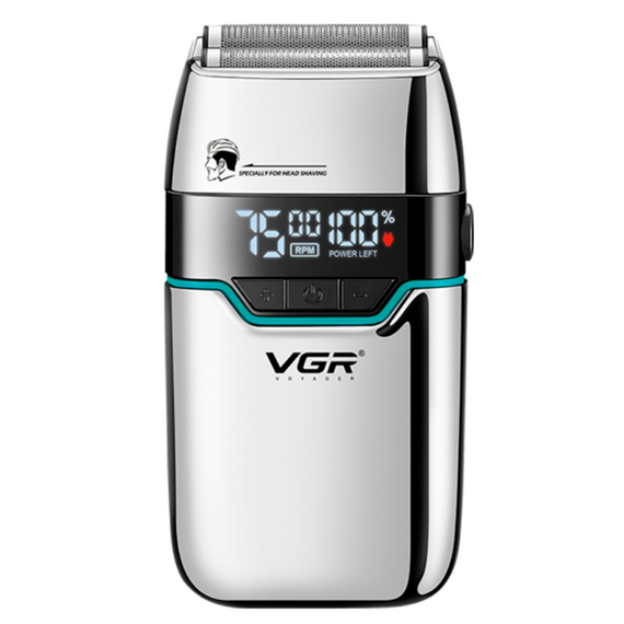 Электробритва VGR V-350 SILVER шейвер, двойное лезвие, 2 насадки, LED дисплей | Зображення 3