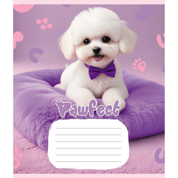 Зошит учнівський "Цуценята" 012-510126C-5 в косу лінію, 12 аркушів