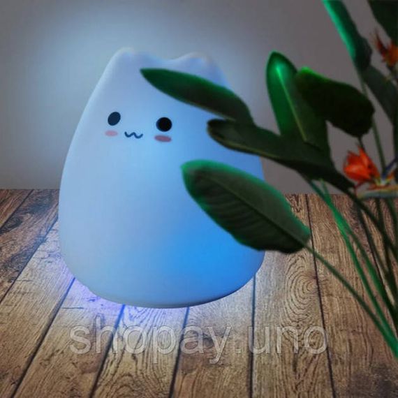 Сенсорный силиконовый Led светильник-ночник Котик | Зображення 4