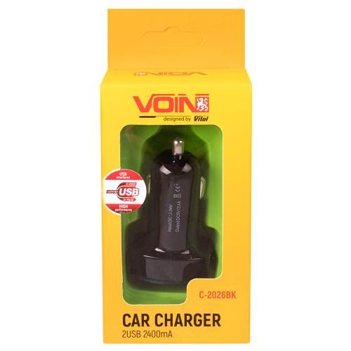 Автомобільний зарядний пристрій VOIN C-2026BK 2USB (12 / 24V - 5V 2,4A) | Зображення 1