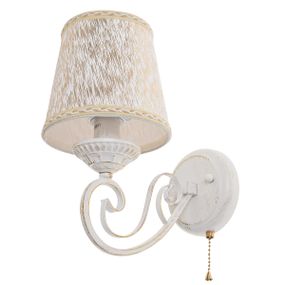 Бра настенное накладное прованс с абажуром BKL-663W/1 E14 WH+G