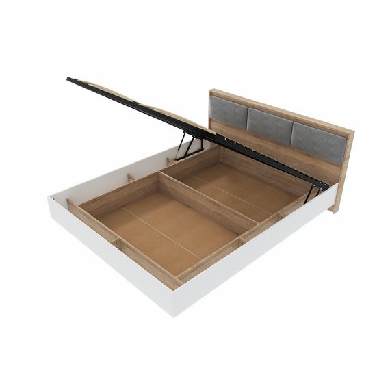 Ліжко двоспальне з підйомним механізмом Еверест Сіті-1600 200,5х168,8х82,6 см Дуб сонома/Білий (EVR-071087) | Зображення 5