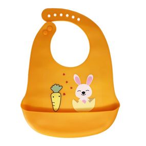 Слюнявчик силиконовый "Зайка" MGZ-0611(Orange) с карманом