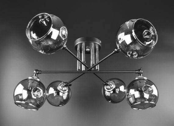 Люстра стельова на 6 лампочок 26168 Чорний 25х72х72 см. | Зображення 3