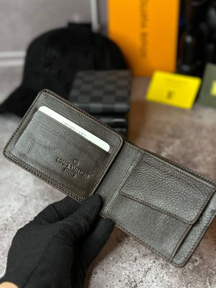 Мужской кожаный кошелек Louis Vuitton Damier Ebene коричневый k021-2 | Зображення 2
