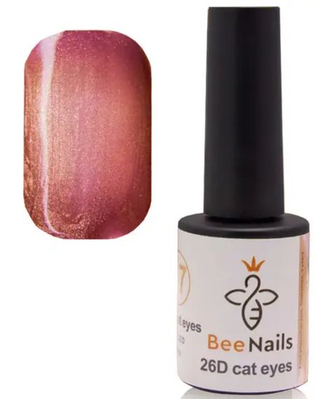 Гель-лак для нігтів Bee Nails 26D котяче око 19 (рожеве золото) 8мл | Зображення 1