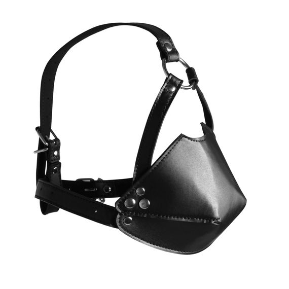 Маска-кляп Head Harness with Mouth Cover and Solid Ball Gag, чорна | Зображення 2