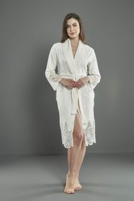 Женский трикотажный халат Nusa 0501 кремовый 3XL